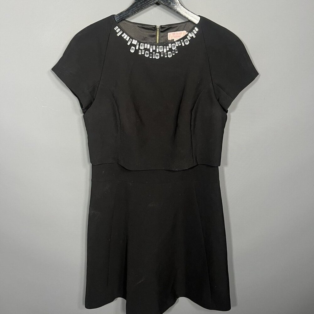 Ted Baker Foppar Short Sleeve Fit-and-Flare Black Dress - Size 3